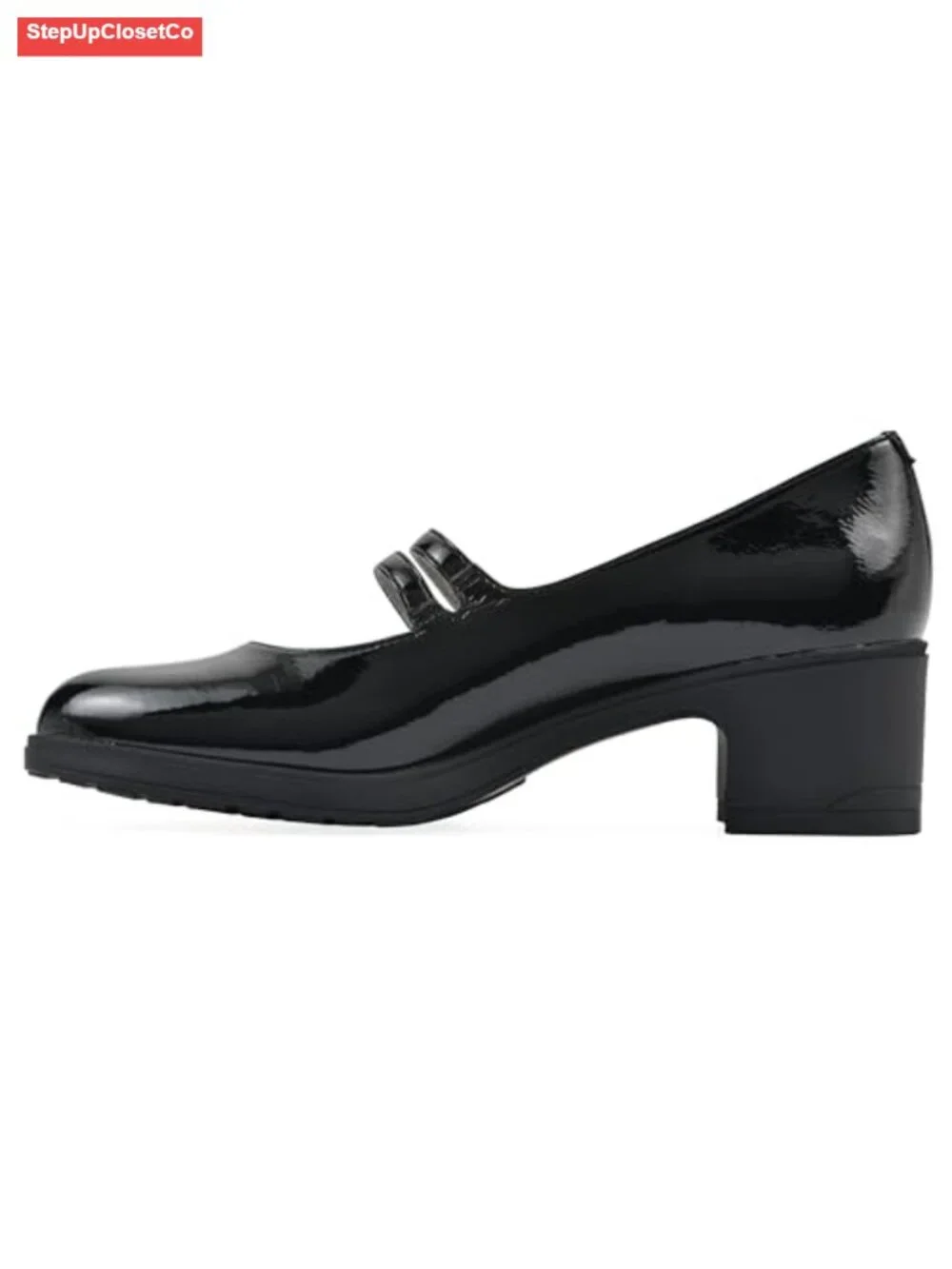 Hunta Double-Strap Mary Jane Pump with Low Block Heel